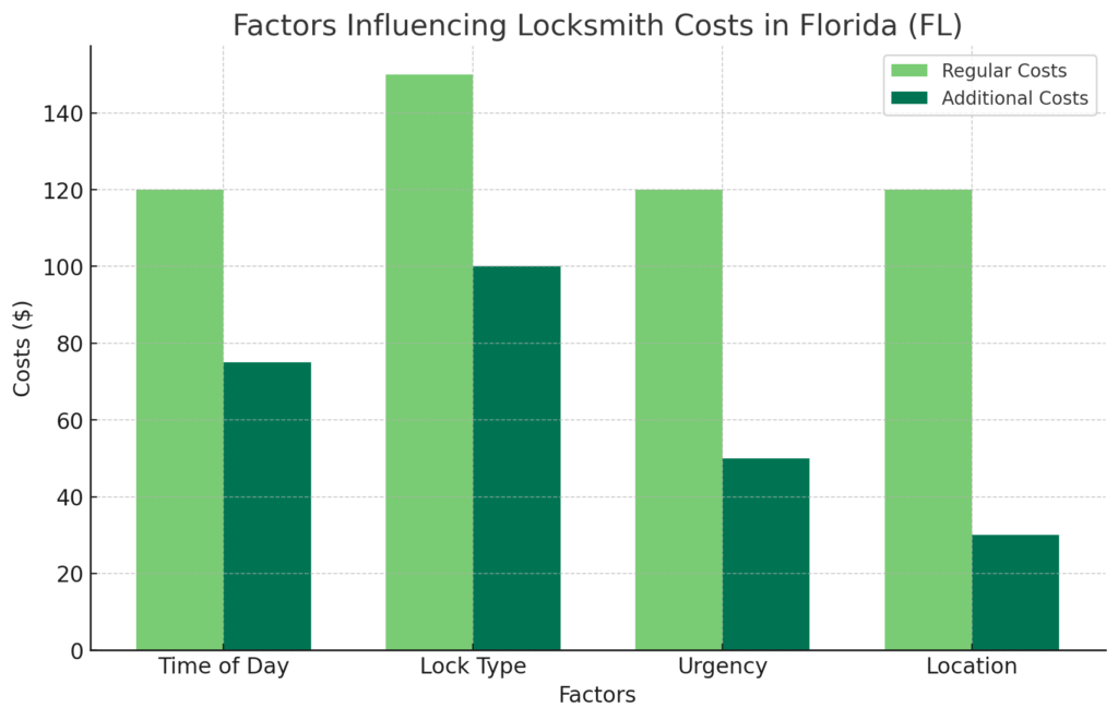 Graph showing factors that influence local locksmith costs in Florida