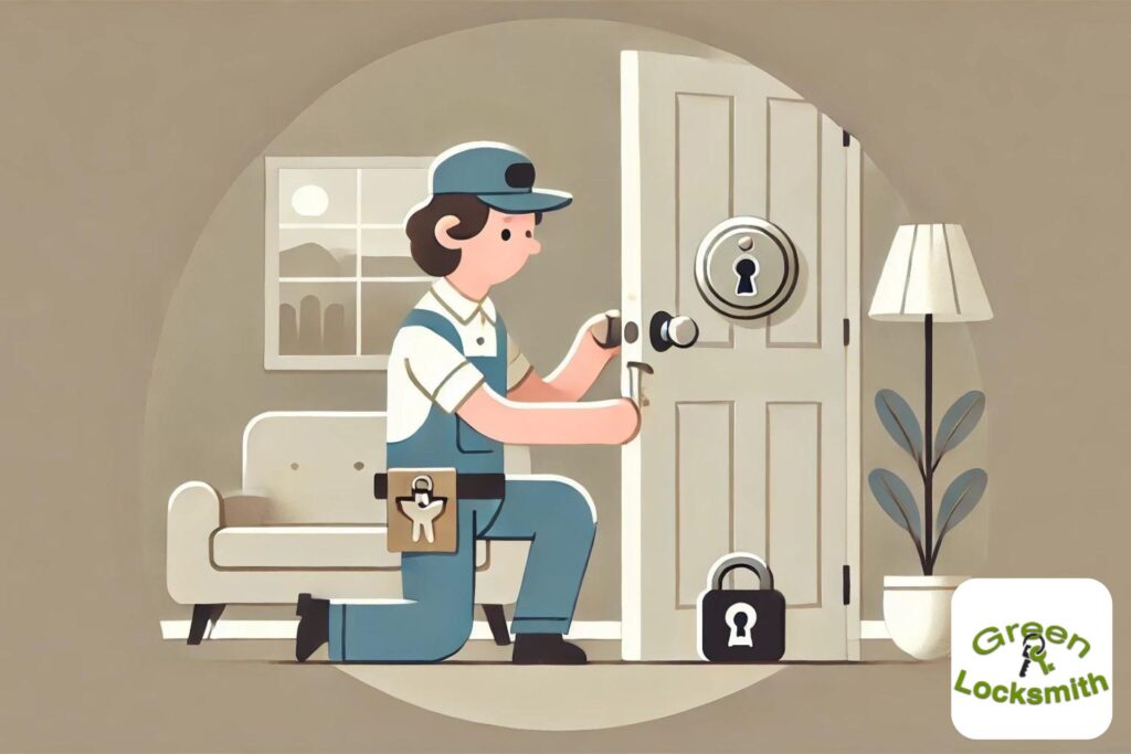  Locksmith upgrades door locks for tenant security.